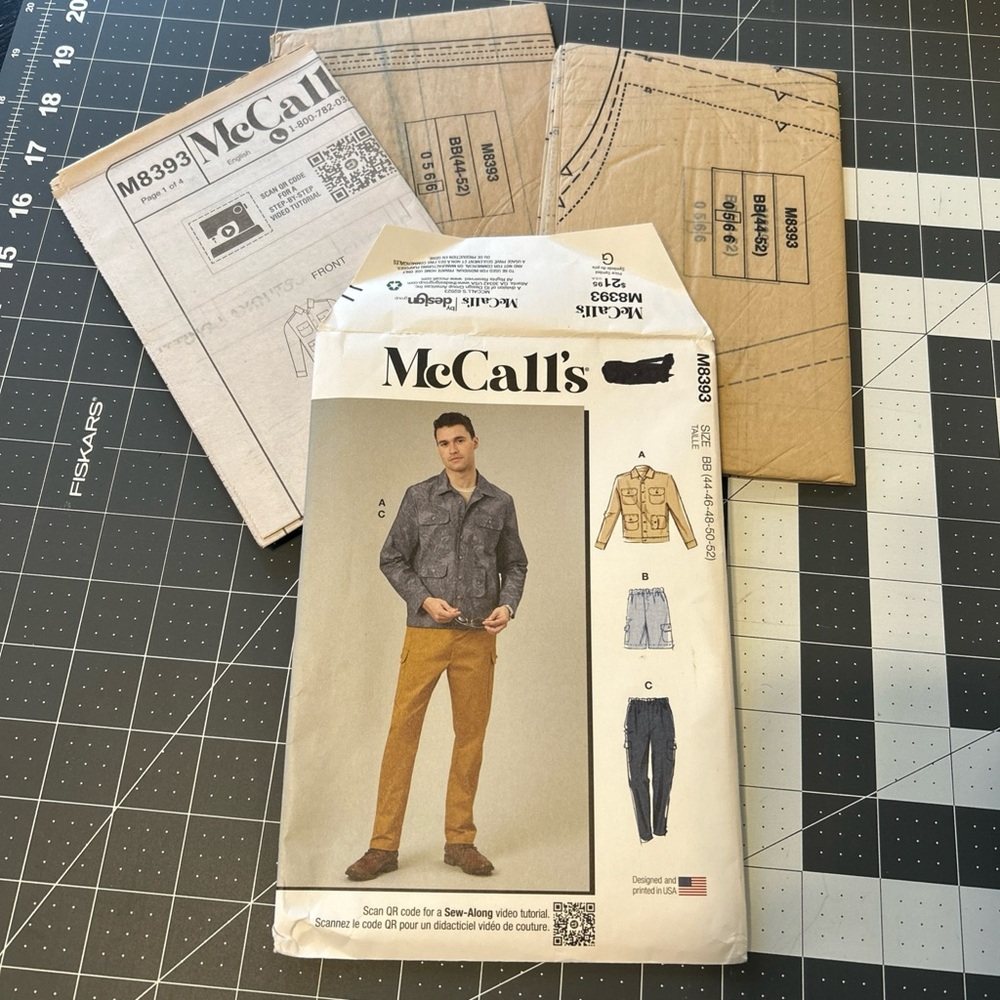 MCCALLS Sewing PATTERN M8393 MENS JACKET PANTS SHORTS SZ 44 46 48 50 52 UNCUT